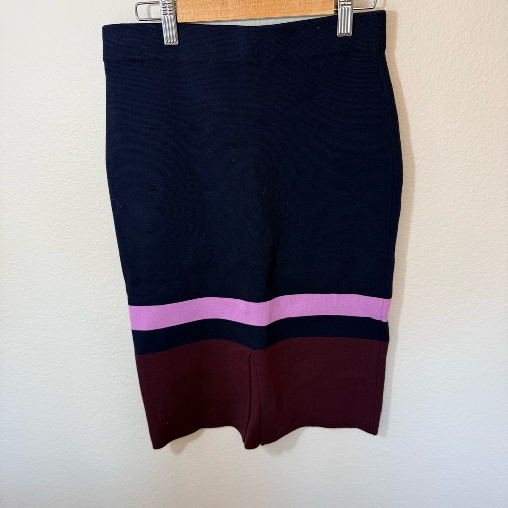 ANN TAYLOR Colorblock Pencil Skirt - Navy, Pink & Burgundy